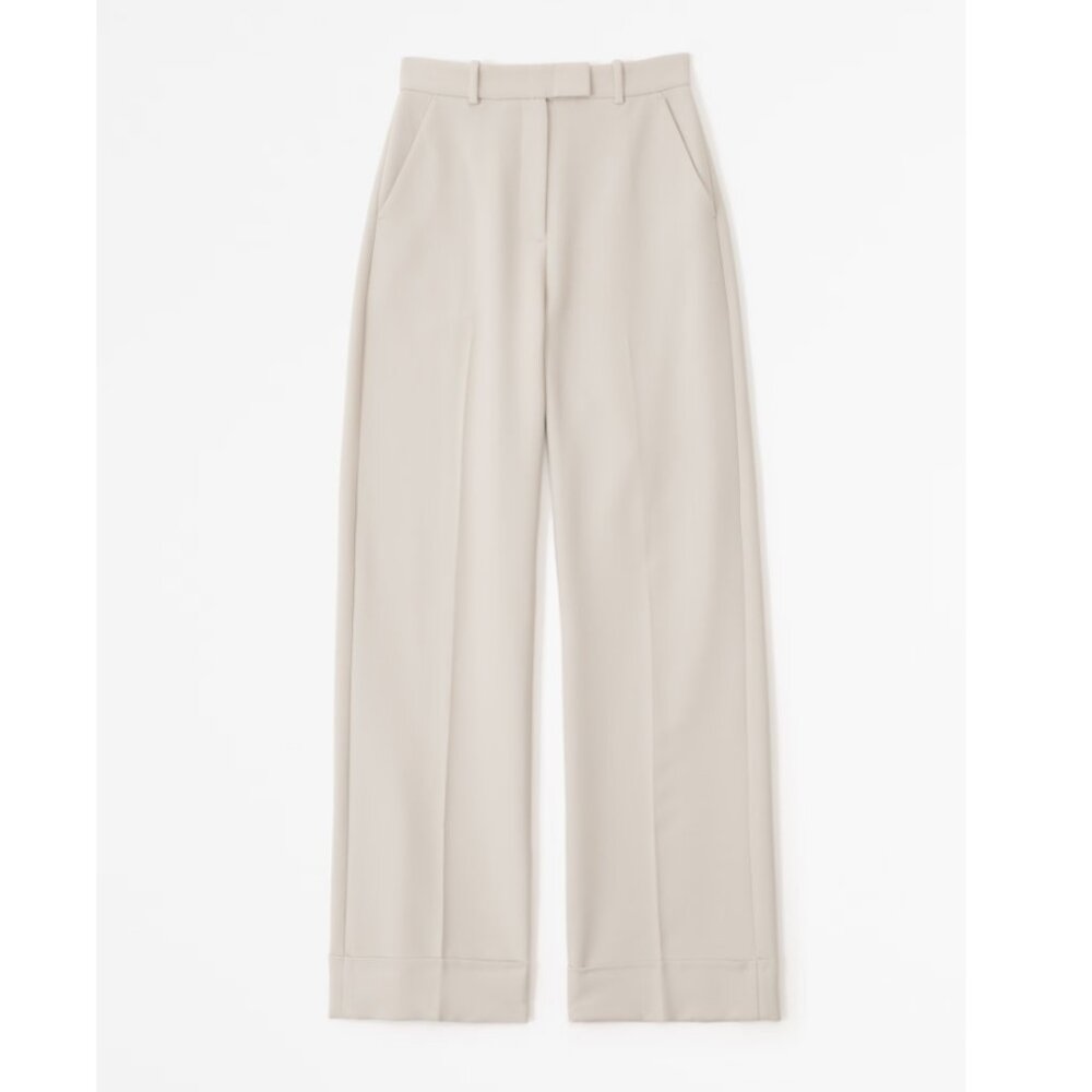 Abercrombie & Fitch Tan Cuffed Hem Tailored Wide Leg Pant - 32